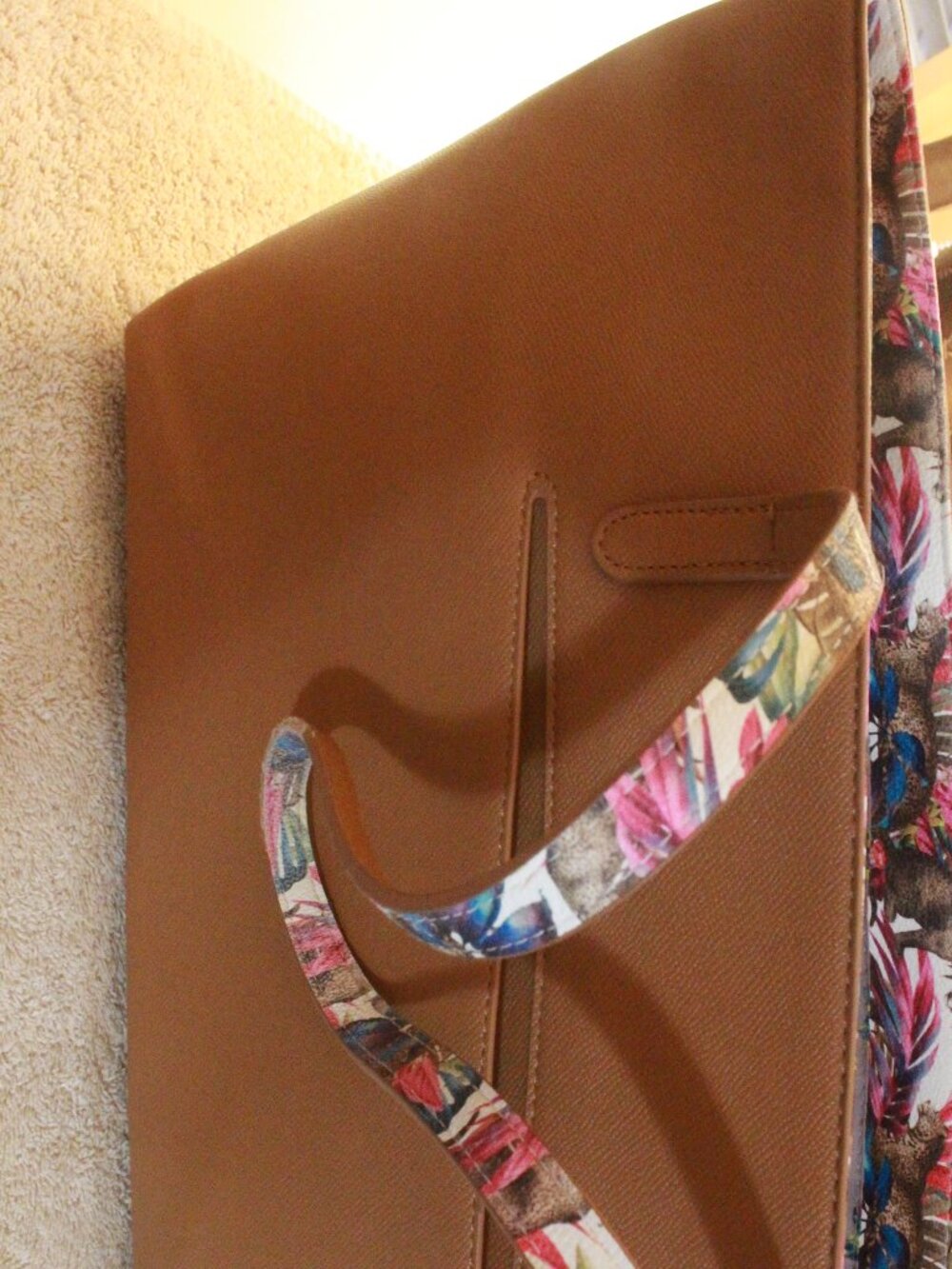 Betsey Johnson Tan Tote with Floral Straps and Lining